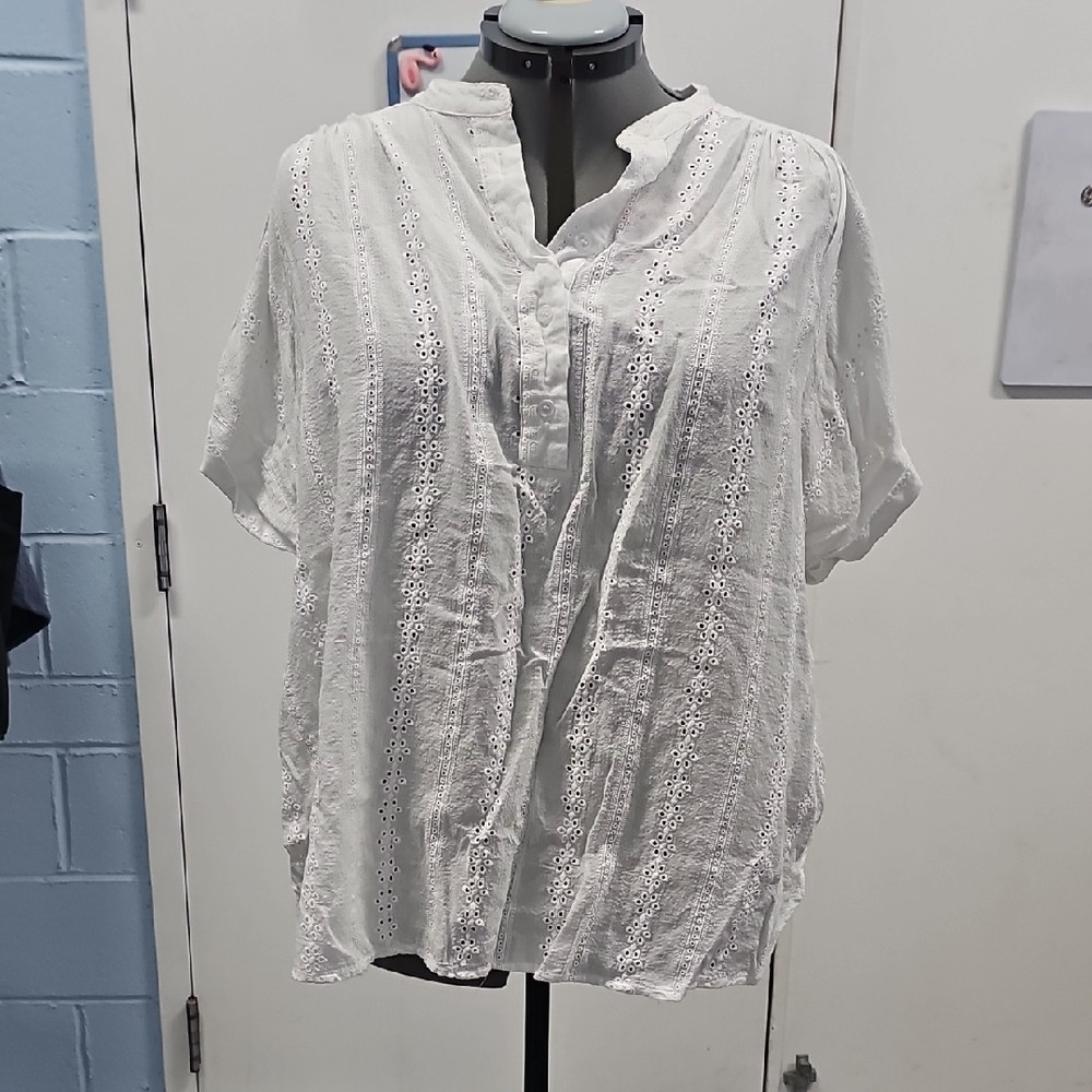 Lane Bryant White Eyelet Blouse